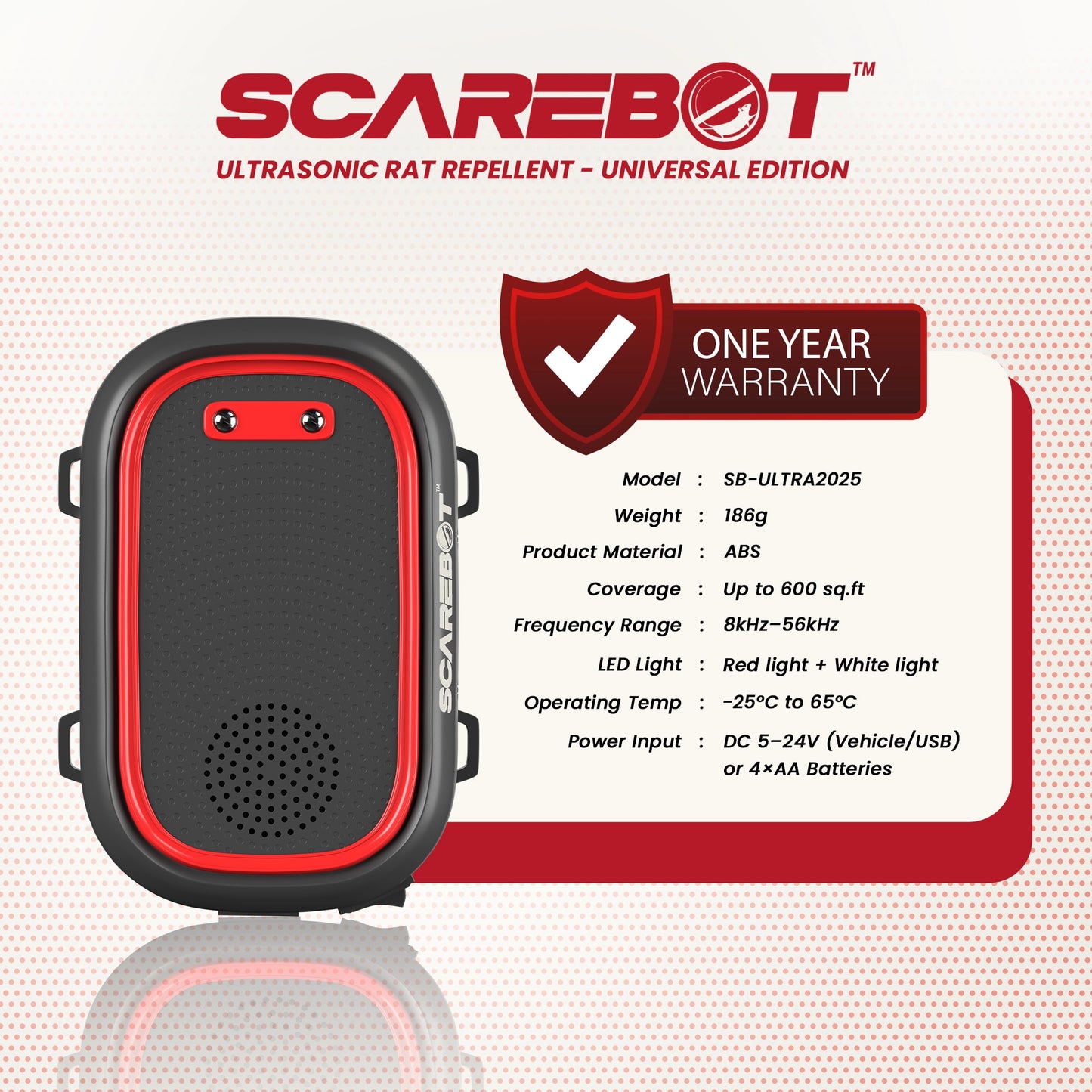 SCAREBOT™ Ultrasonic Rat Repellent Device – Universal Edition